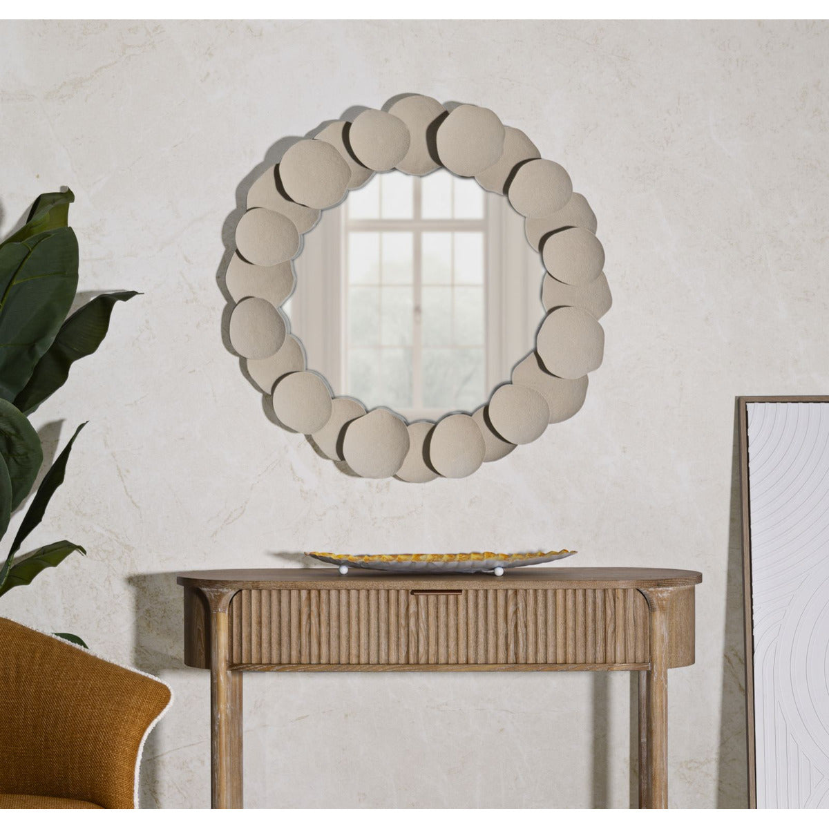 Specchio con Cornice MF780, Beige, Metallo, 85x7,5x85 cm, Seven Design