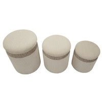 Set di 3 Pouf MF768, Beige, MDF, 40,5x40,5x49,5 cm, Seven Design