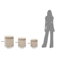 Set di 3 Pouf MF768, Beige, MDF, 40,5x40,5x49,5 cm, Seven Design