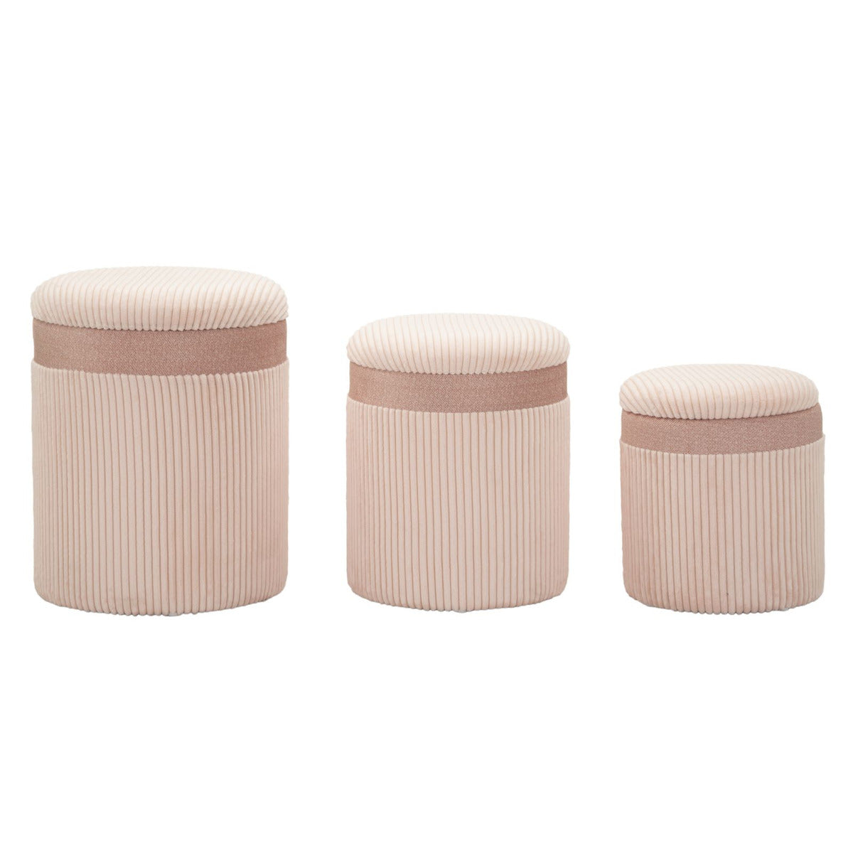 Set di 3 Pouf MF769, Rosa, MDF, 40,5x40,5x49,5 cm, Seven Design