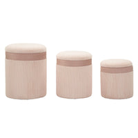 Set di 3 Pouf MF769, Rosa, MDF, 40,5x40,5x49,5 cm, Seven Design