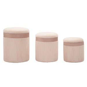 Set di 3 Pouf MF769, Rosa, MDF, 40,5x40,5x49,5 cm, Seven Design