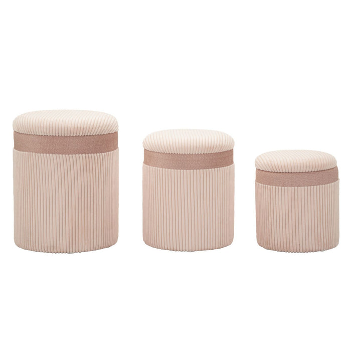 Set di 3 Pouf MF769, Rosa, MDF, 40,5x40,5x49,5 cm, Seven Design
