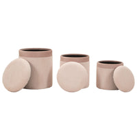 Set di 3 Pouf MF769, Rosa, MDF, 40,5x40,5x49,5 cm, Seven Design