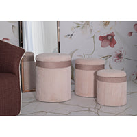 Set di 3 Pouf MF769, Rosa, MDF, 40,5x40,5x49,5 cm, Seven Design
