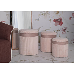 Set di 3 Pouf MF769, Rosa, MDF, 40,5x40,5x49,5 cm, Seven Design
