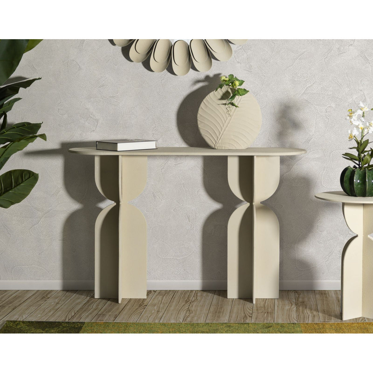 Tavolo Consolle MF759, Beige, Metallo, 120x40x75,5 cm, Seven Design