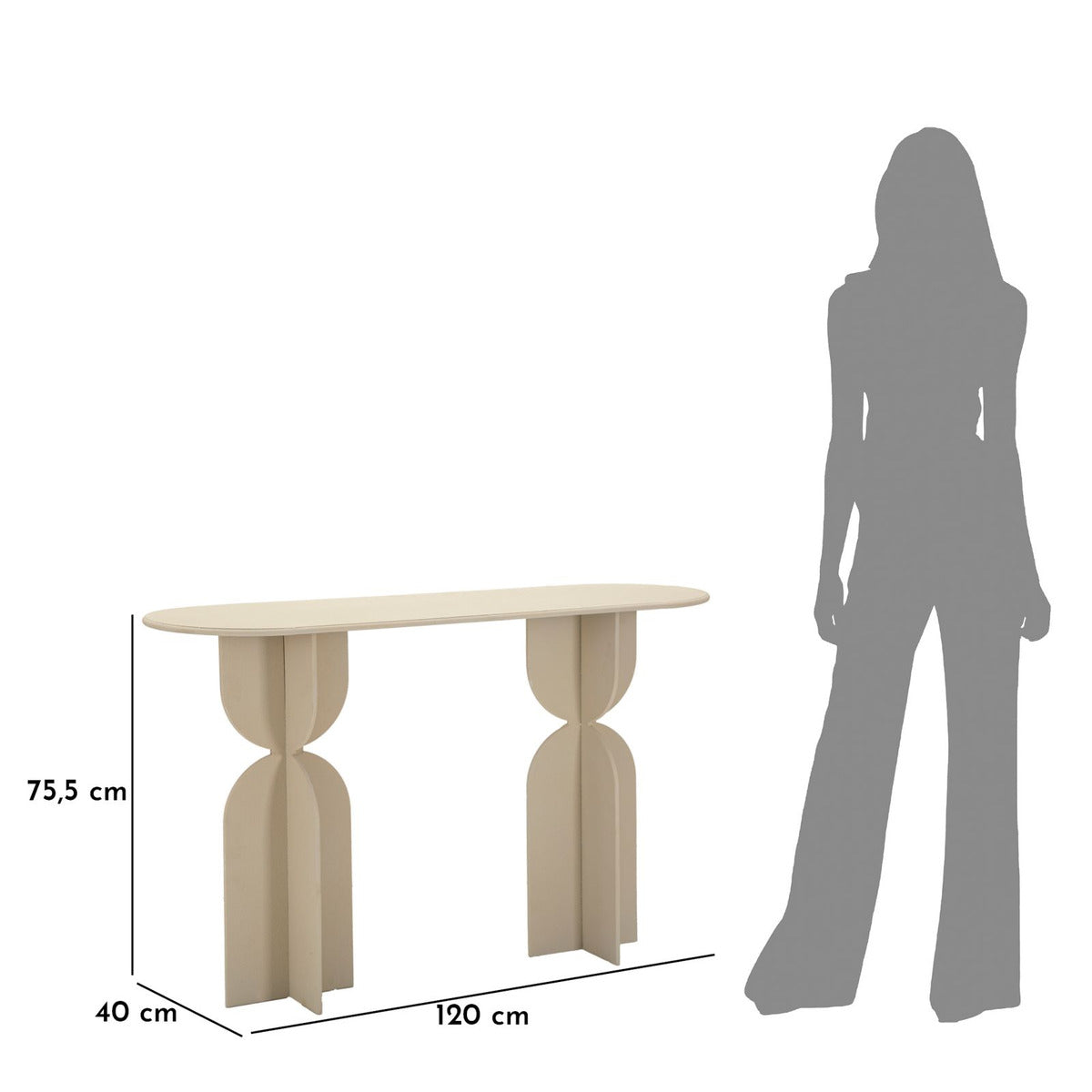 Tavolo Consolle MF759, Beige, Metallo, 120x40x75,5 cm, Seven Design