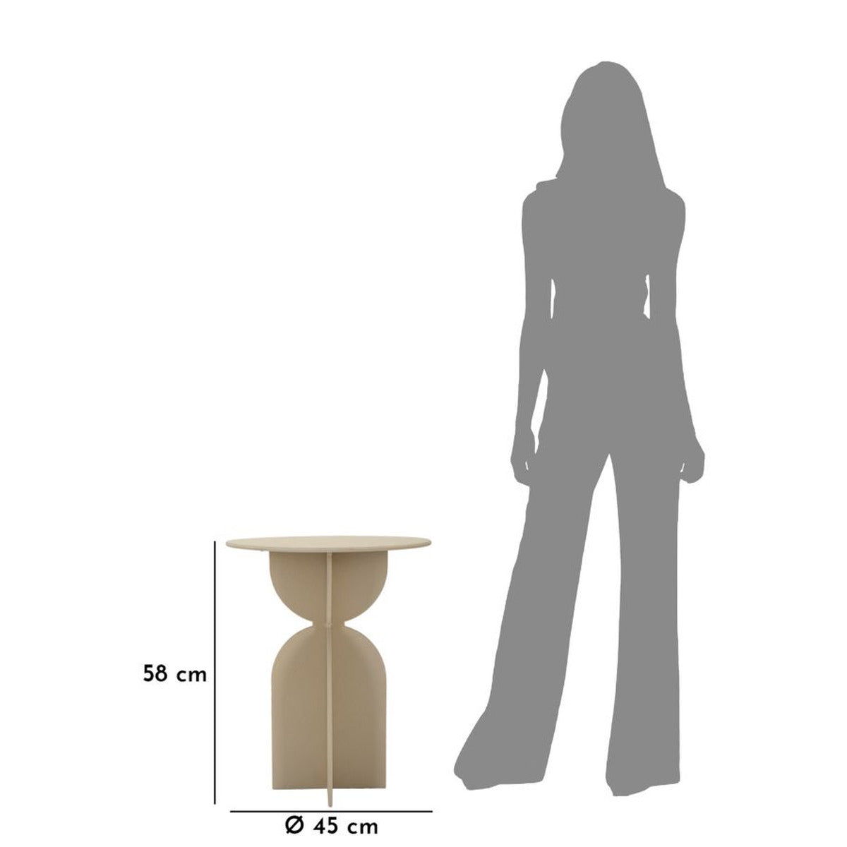 Tavolino MF800, Beige, Metallo, 45x45x58 cm, Seven Design