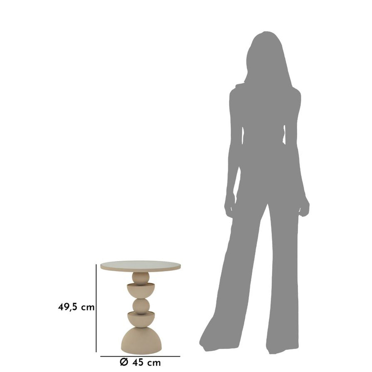 Tavolino MF798, Beige, Metallo, 45x45x49,5 cm, Seven Design