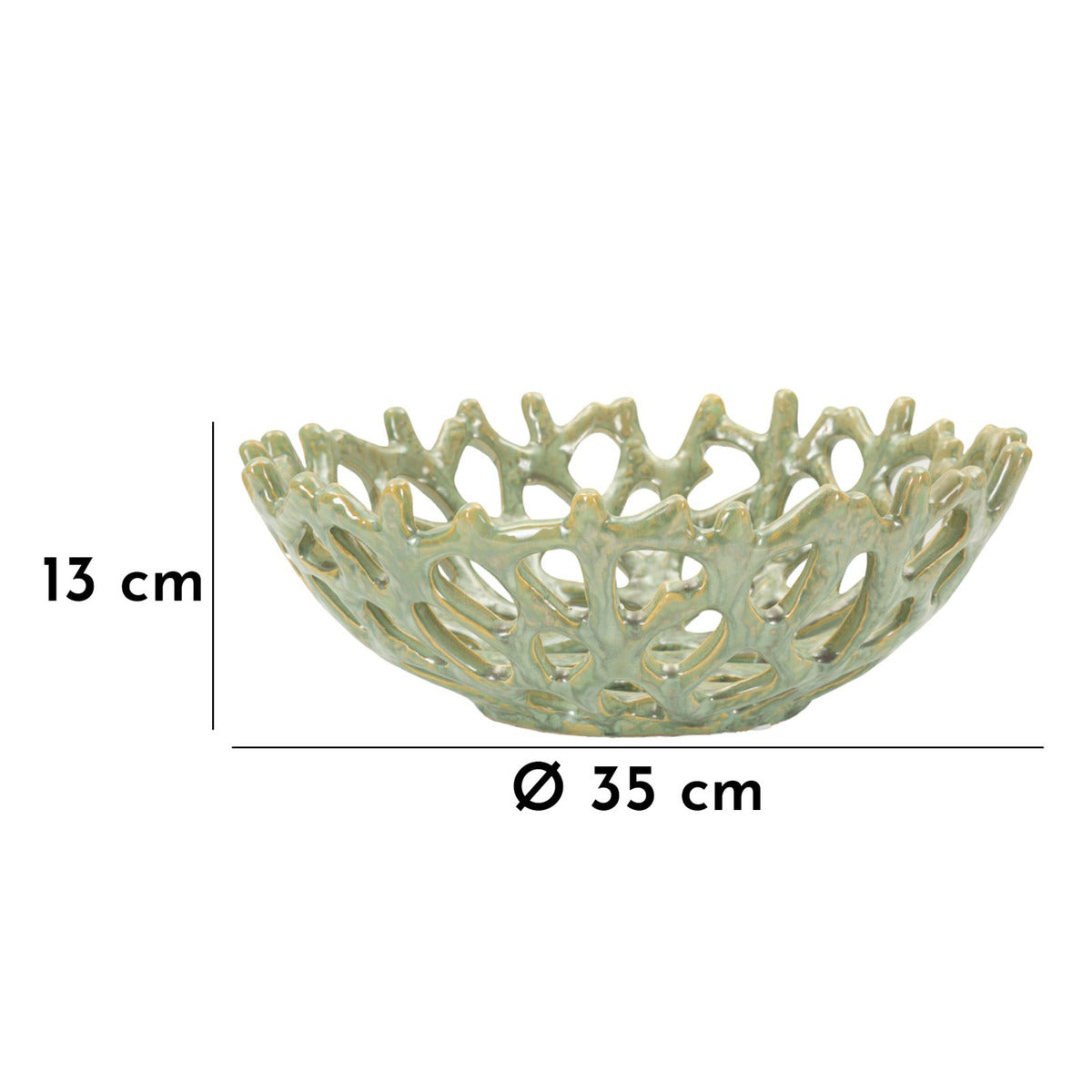 Vassoio MF858, Verde, Ceramica, 35x35x13 cm, Seven Design