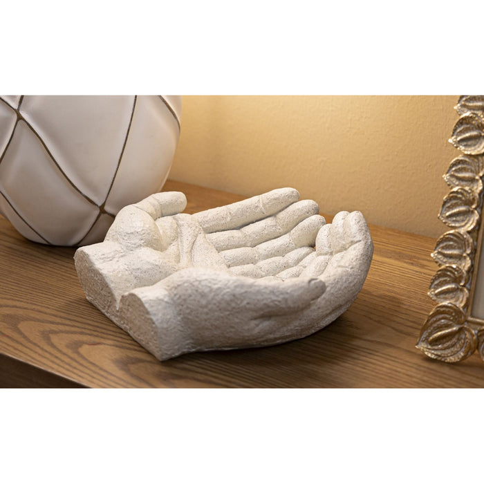 Vassoio Mani, Beige, Poliresina, 22,7x20x7,3 cm, Seven Design