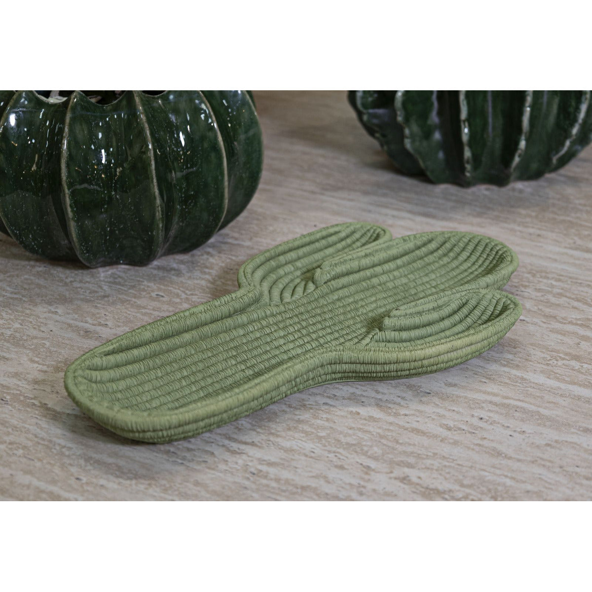 Vassoio Cactus, Verde, Poliresina, 34x3x20 cm, Seven Design