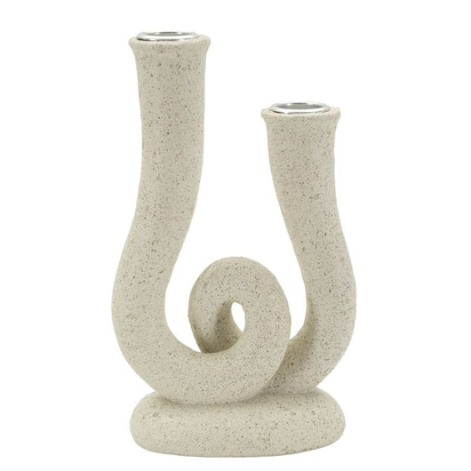 Portacandela MF746, Beige, Poliresina, 12x7x20 cm, Seven Design