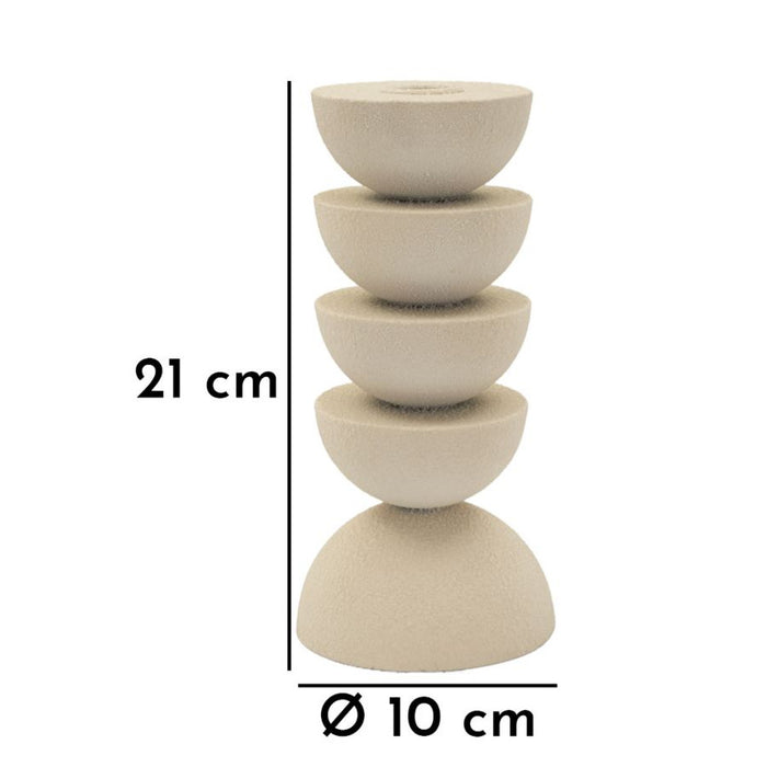 Portacandela MF740, Beige, Metallo, 10x10x21 cm, Seven Design