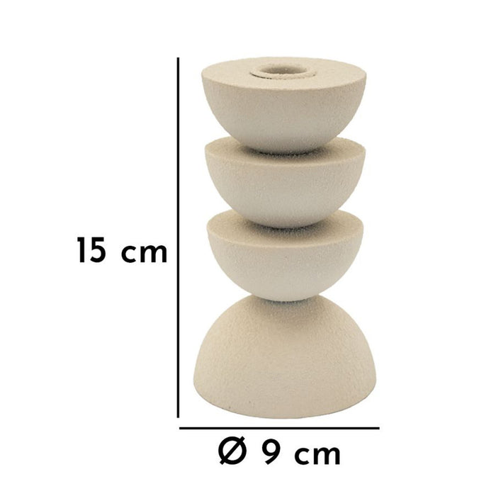 Portacandela MF742, Beige, Metallo, 9x9x15 cm, Seven Design