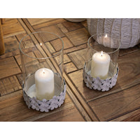 Portacandela MF744, Beige, Metallo, 14x14x21 cm, Seven Design