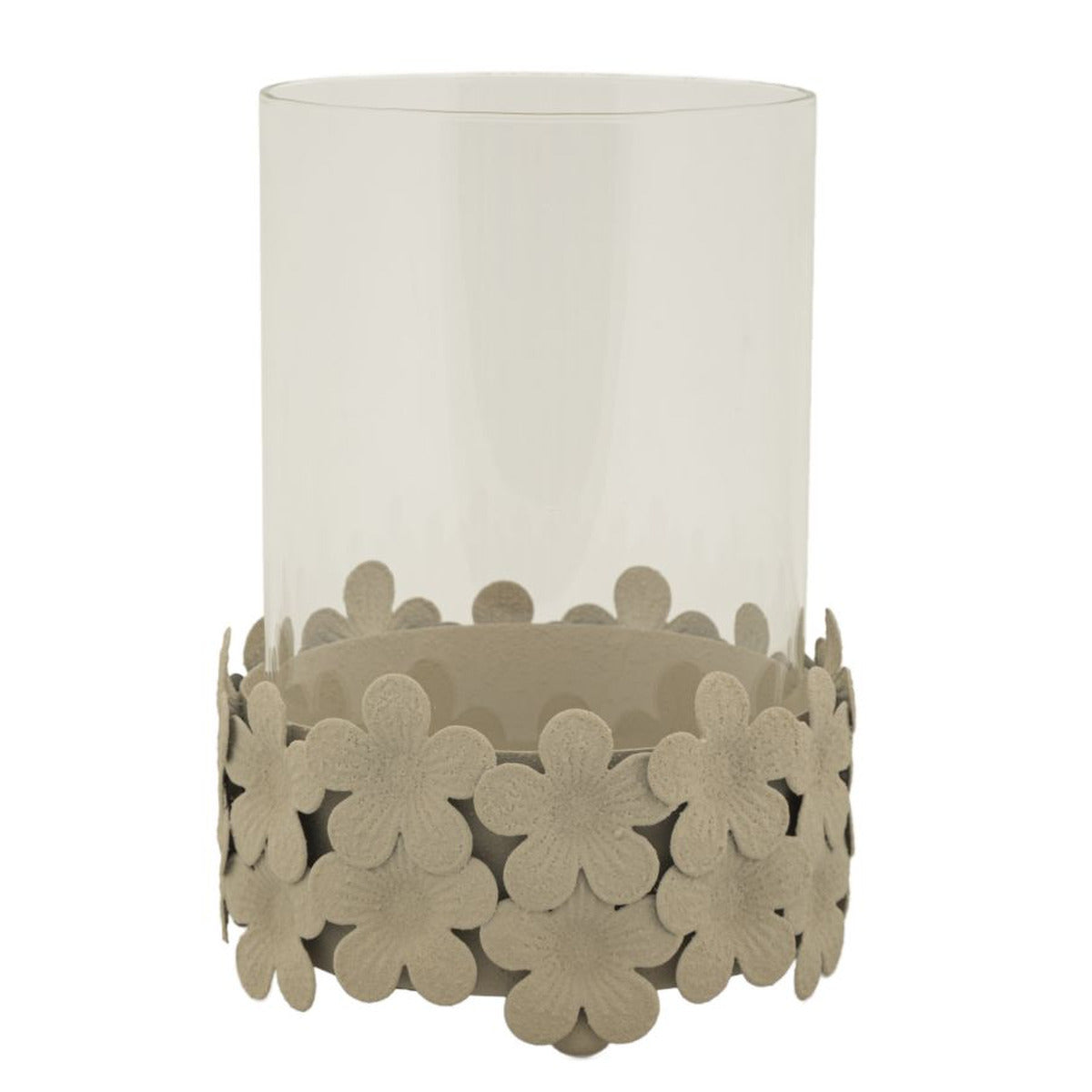 Portacandela MF749, Beige, Metallo, 12x12x16 cm, Seven Design