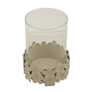 Portacandela MF749, Beige, Metallo, 12x12x16 cm, Seven Design