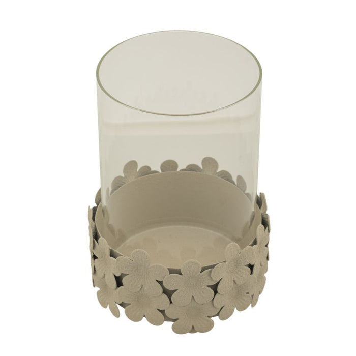 Portacandela MF749, Beige, Metallo, 12x12x16 cm, Seven Design