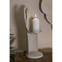 Portacandela MF747, Beige, Metallo, 12,5x10x30 cm, Seven Design