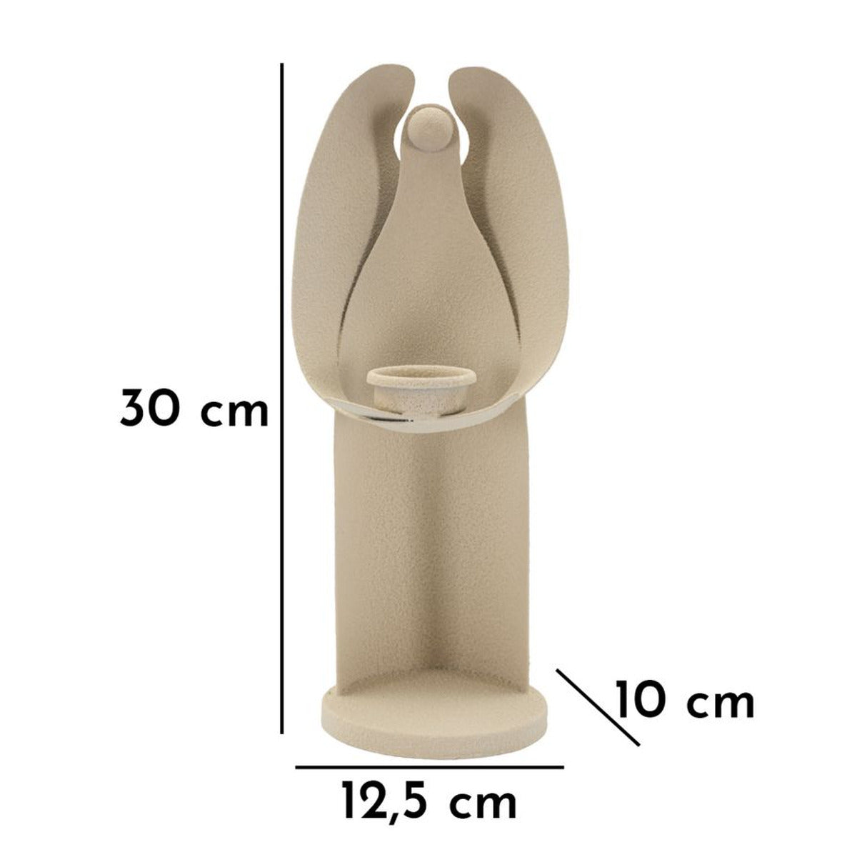 Portacandela MF747, Beige, Metallo, 12,5x10x30 cm, Seven Design