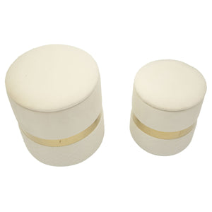 Set di 2 Pouf MF868, Beige, Poliestere, 37x37x42 cm, Seven Design