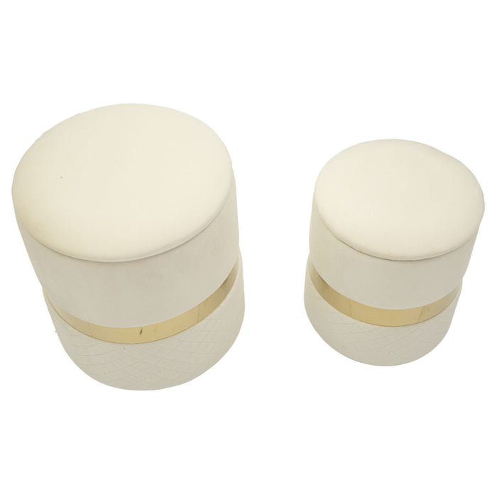 Set di 2 Pouf MF868, Beige, Poliestere, 37x37x42 cm, Seven Design