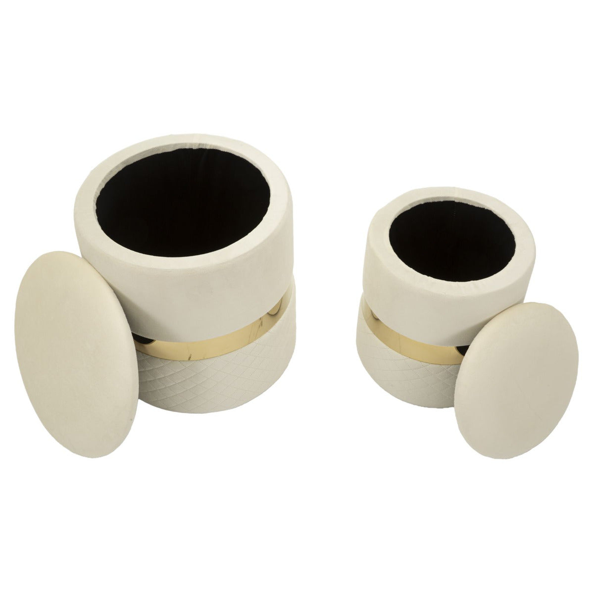 Set di 2 Pouf MF868, Beige, Poliestere, 37x37x42 cm, Seven Design