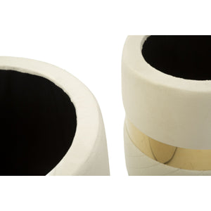Set di 2 Pouf MF868, Beige, Poliestere, 37x37x42 cm, Seven Design