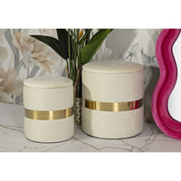 Set di 2 Pouf MF868, Beige, Poliestere, 37x37x42 cm, Seven Design