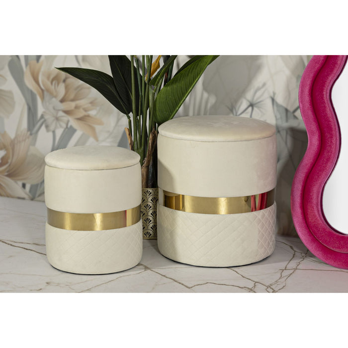 Set di 2 Pouf MF868, Beige, Poliestere, 37x37x42 cm, Seven Design