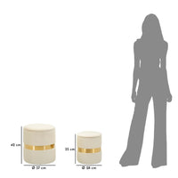 Set di 2 Pouf MF868, Beige, Poliestere, 37x37x42 cm, Seven Design