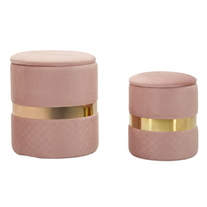 Set di 2 Pouf MF869, Rosa, Poliestere, 37x37x42 cm, Seven Design