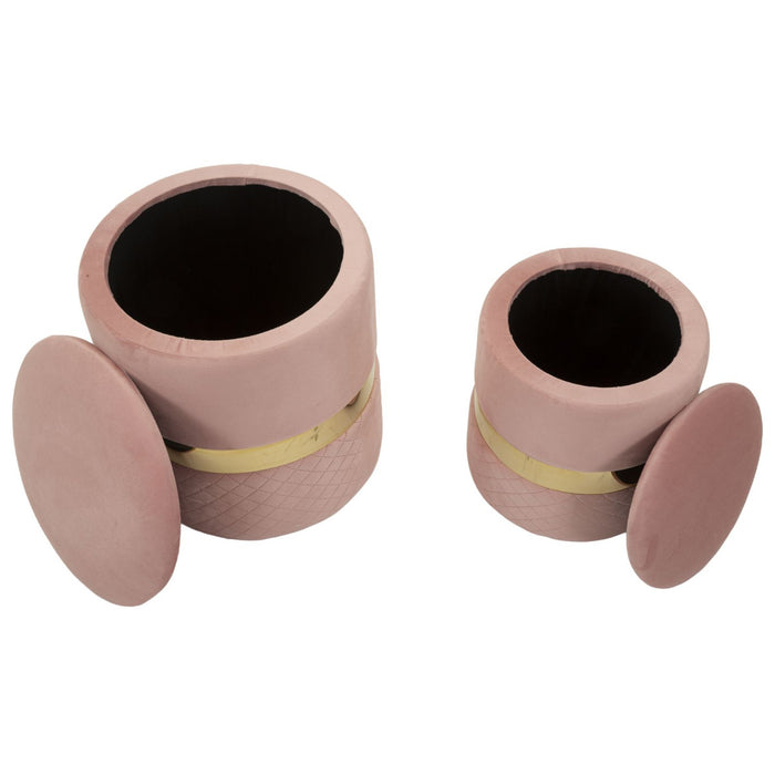 Set di 2 Pouf MF869, Rosa, Poliestere, 37x37x42 cm, Seven Design