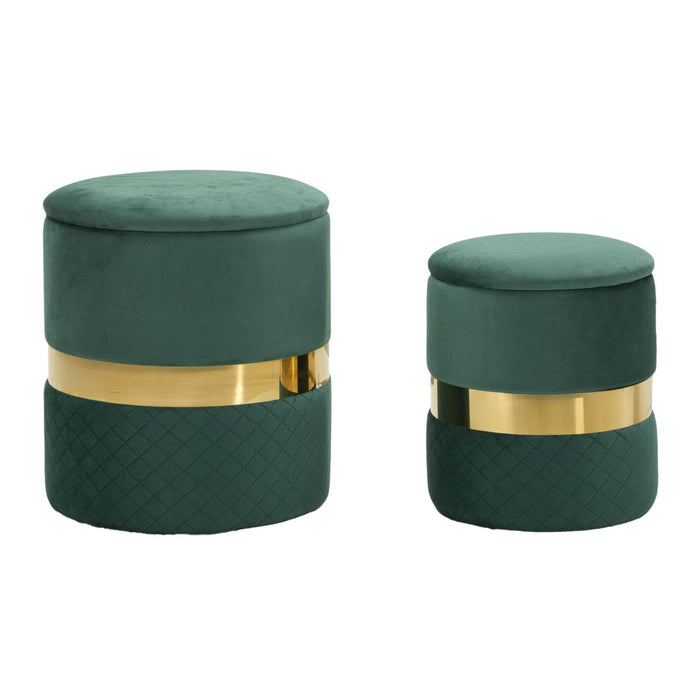 Set di 2 Pouf MF870, Verde, Poliestere, 37x37x42 cm, Seven Design