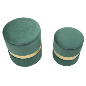 Set di 2 Pouf MF870, Verde, Poliestere, 37x37x42 cm, Seven Design