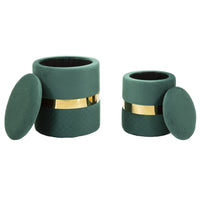 Set di 2 Pouf MF870, Verde, Poliestere, 37x37x42 cm, Seven Design