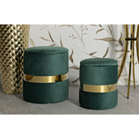 Set di 2 Pouf MF870, Verde, Poliestere, 37x37x42 cm, Seven Design