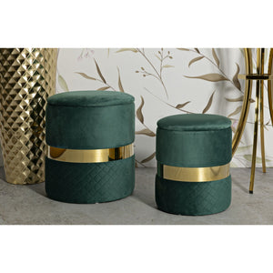 Set di 2 Pouf MF870, Verde, Poliestere, 37x37x42 cm, Seven Design