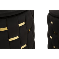 Set di 2 Pouf MF872, Nero, Poliestere, 37x37x42 cm, Seven Design