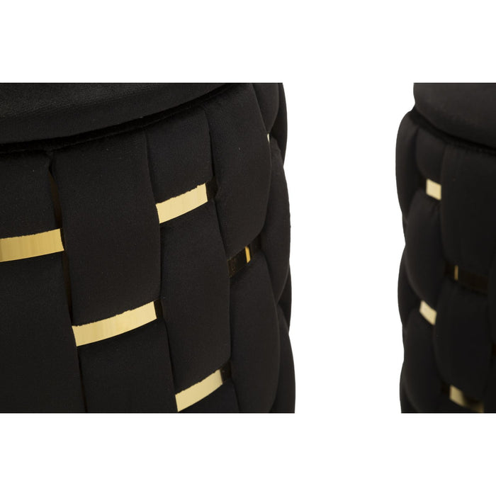 Set di 2 Pouf MF872, Nero, Poliestere, 37x37x42 cm, Seven Design