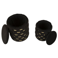 Set di 2 Pouf MF872, Nero, Poliestere, 37x37x42 cm, Seven Design