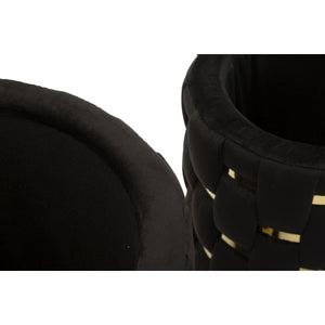 Set di 2 Pouf MF872, Nero, Poliestere, 37x37x42 cm, Seven Design