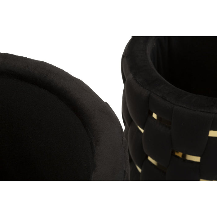 Set di 2 Pouf MF872, Nero, Poliestere, 37x37x42 cm, Seven Design