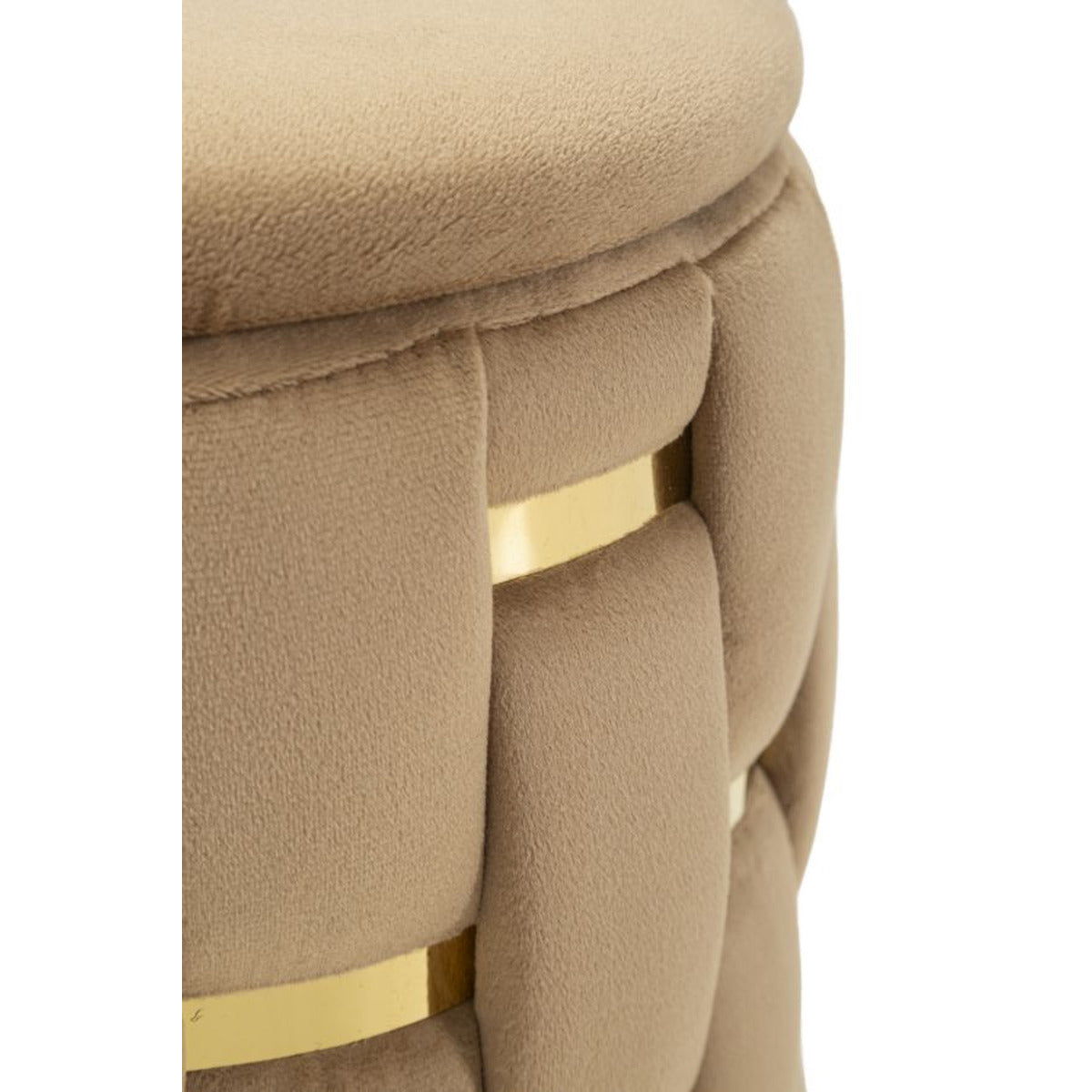Set di 2 Pouf MF873, Oro, Poliestere, 37x37x42 cm, Seven Design