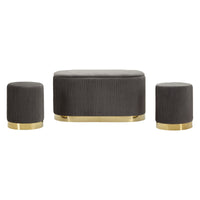 Panca con Portaoggetti MF875, Grigio, Poliestere, 80x37x42 cm, Seven Design