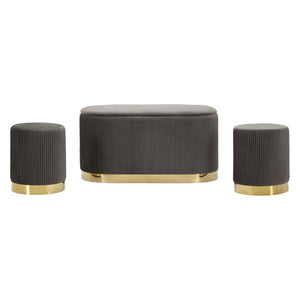 Panca con Portaoggetti MF875, Grigio, Poliestere, 80x37x42 cm, Seven Design