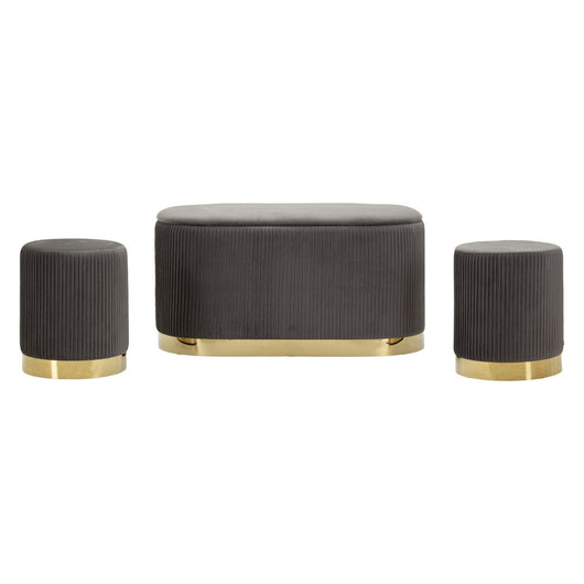 Panca con Portaoggetti MF875, Grigio, Poliestere, 80x37x42 cm, Seven Design