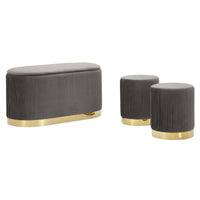 Panca con Portaoggetti MF875, Grigio, Poliestere, 80x37x42 cm, Seven Design